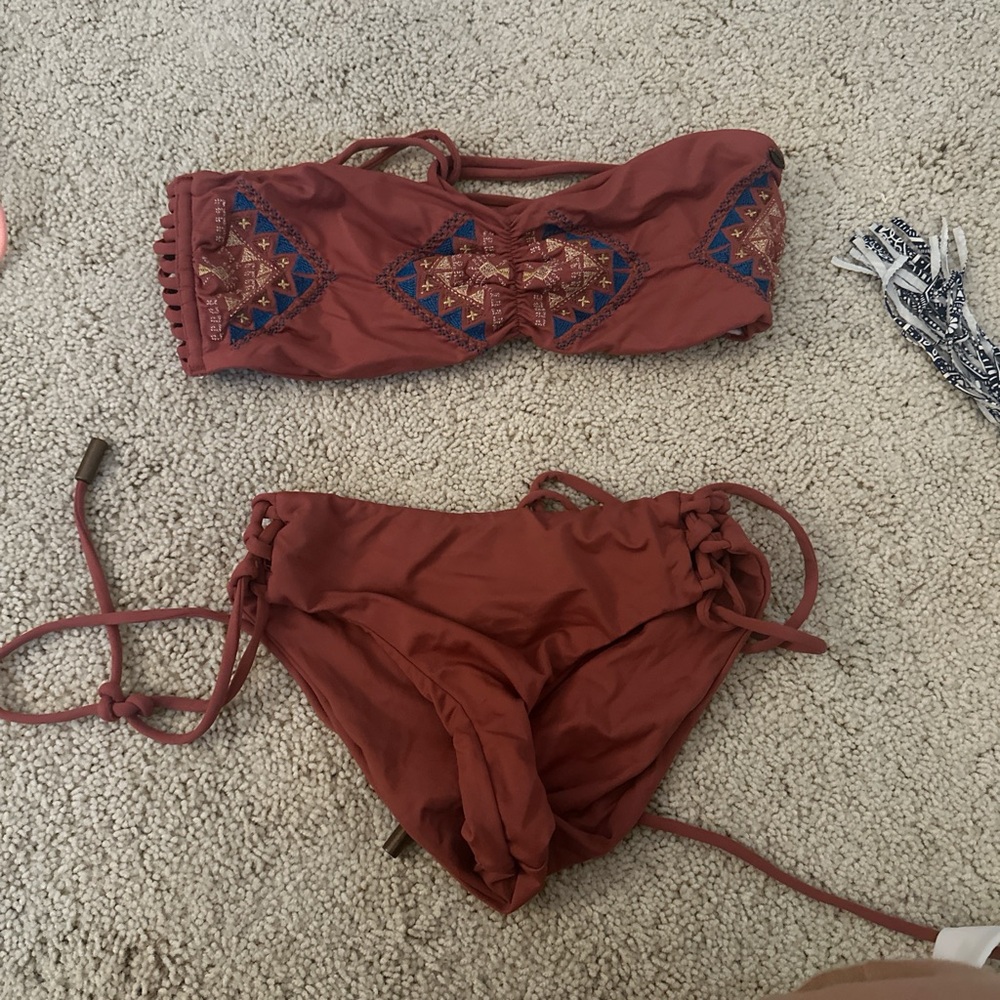 Rust Bikini with Embroidered Details